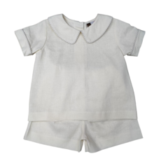 BANANA SPLIT BOYS WHITE LINEN SHORT SET