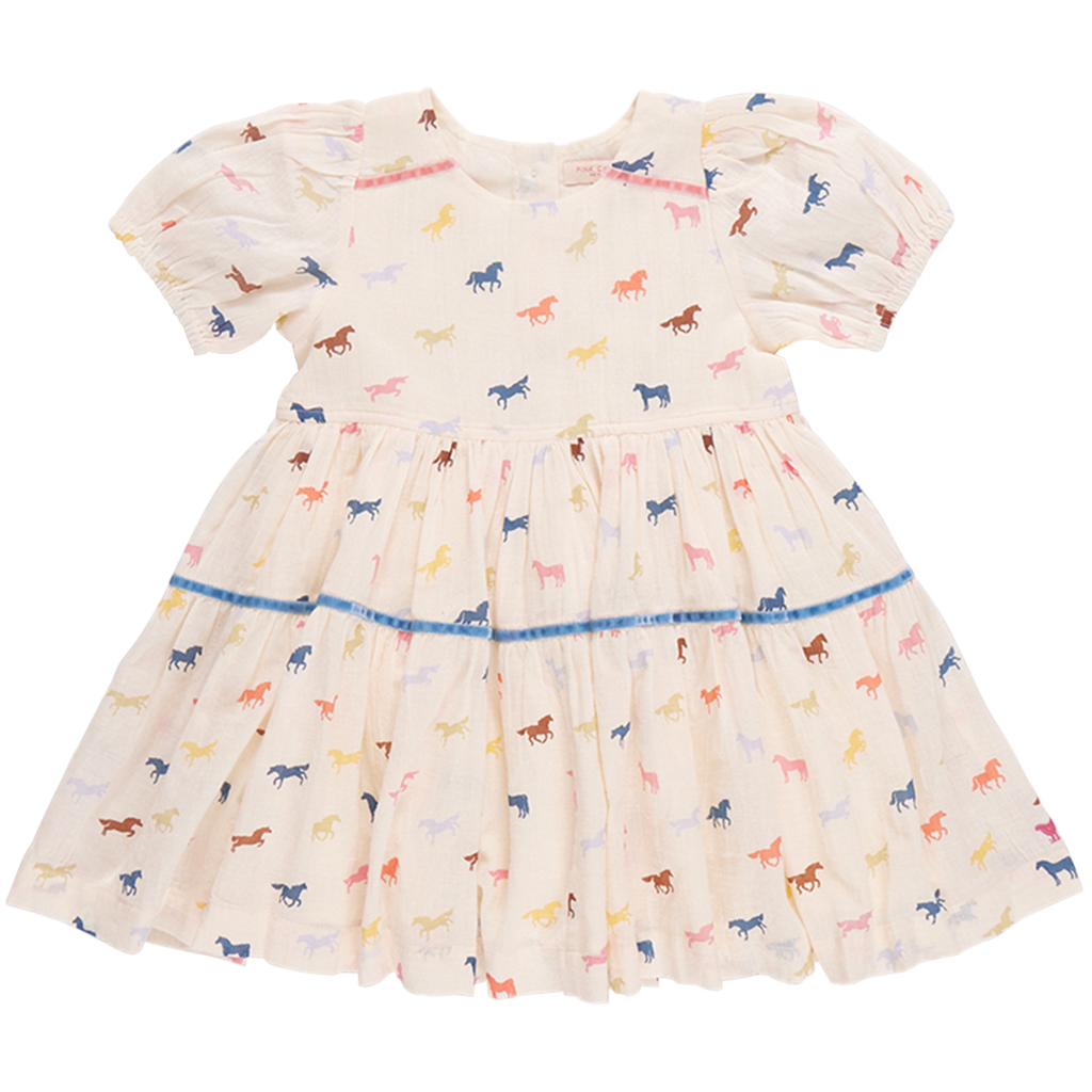 PINK CHICKEN girls charlie dress - multi tiny horses