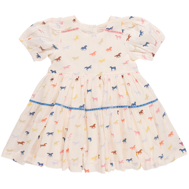 PINK CHICKEN girls charlie dress - multi tiny horses