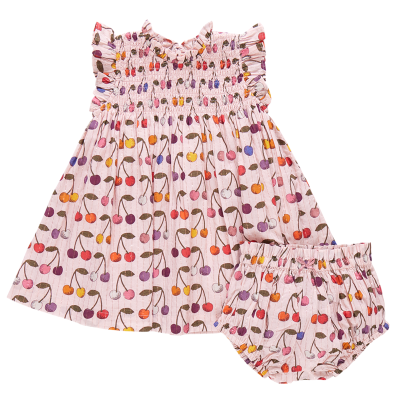 PINK CHICKEN baby girls stevie dress set - cloud pink cherry