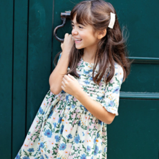 PINK CHICKEN girls raquel dress - melon daisy floral
