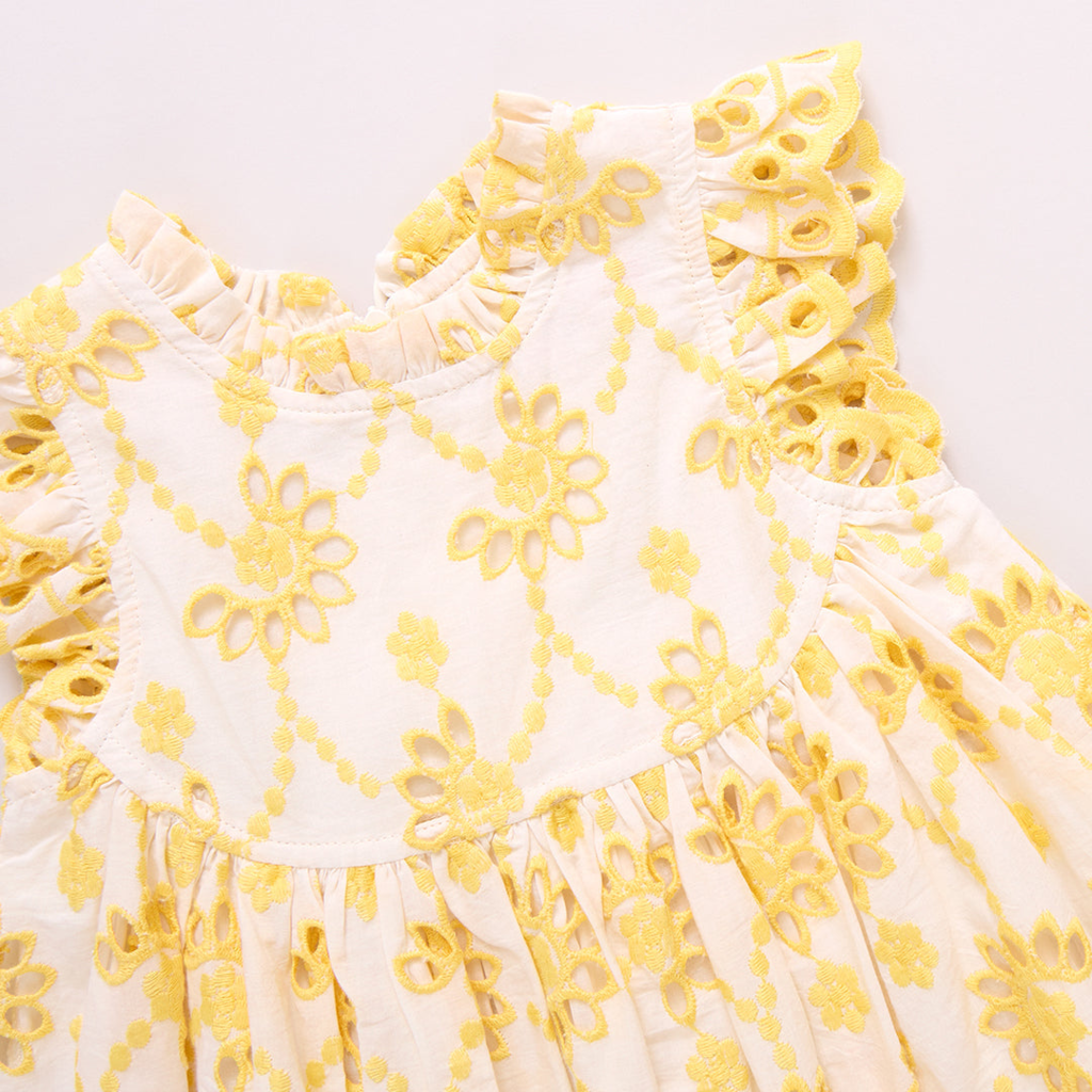 PINK CHICKEN girls cynthia dress - bright yellow eyelet