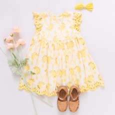 PINK CHICKEN girls cynthia dress - bright yellow eyelet