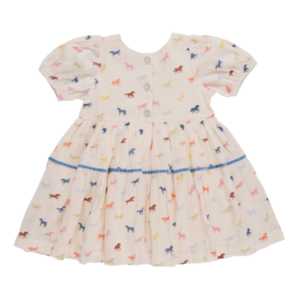 PINK CHICKEN girls charlie dress - multi tiny horses