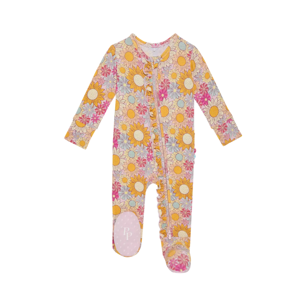 Posh Peanut Inc ROSALINDA-FOOTIE RUFFLED ZIPPERED ONE PIECE