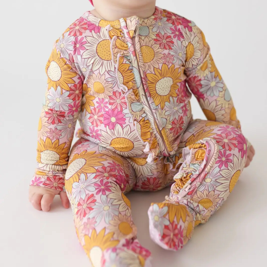 Posh Peanut Inc ROSALINDA-FOOTIE RUFFLED ZIPPERED ONE PIECE