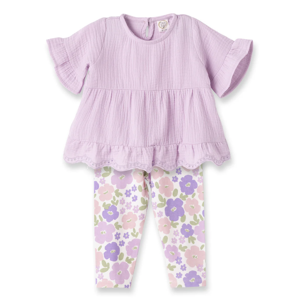 TESA BABE LAVENDER BELL SLEEVE GAUZE TOP & LEGGINGS