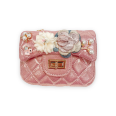 DOE A DEAR FLORAL SHINY QUILTED PURSE-PK BUBBLEGUM