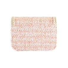DOE A DEAR FLORAL & CHARMS TWEED PURSE-PINK