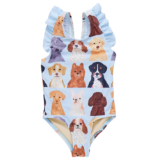 PINK CHICKEN girls liv suit - light blue watercolor dogs