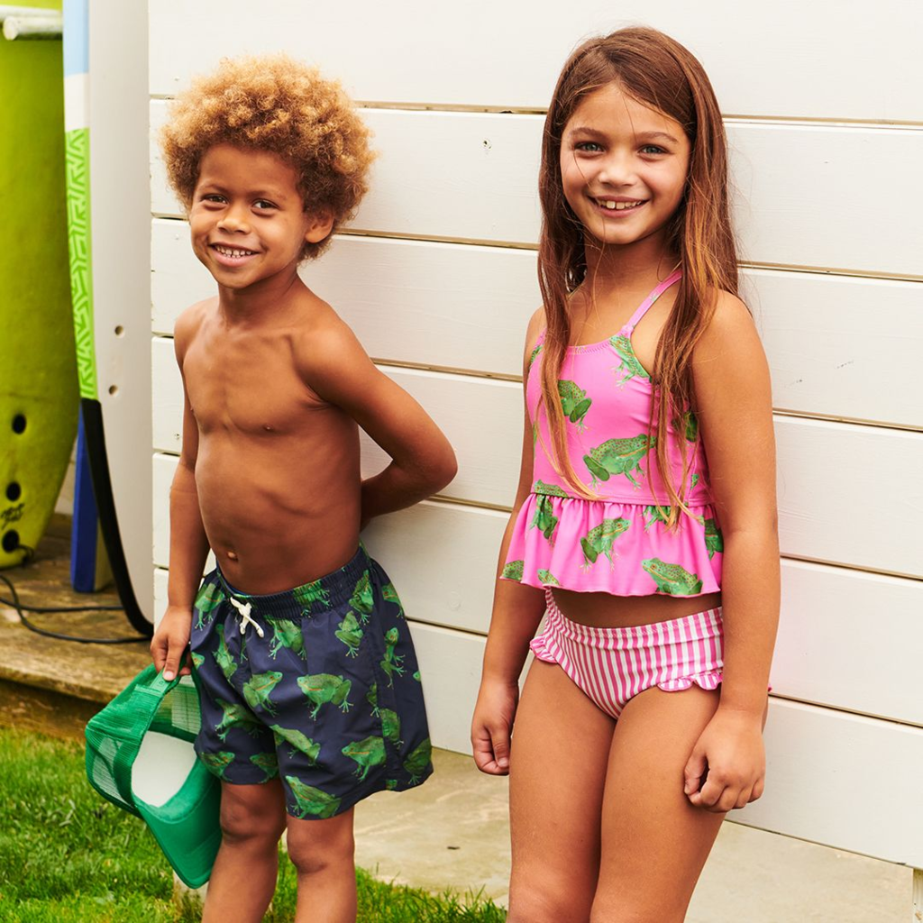 PINK CHICKEN girls joy tankini - magenta pink frogs