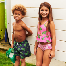 PINK CHICKEN girls joy tankini - magenta pink frogs