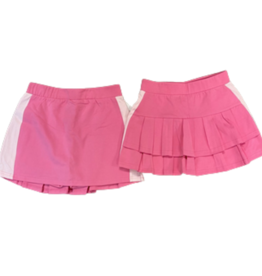 PAPER FLOWER TENNIS SKIRT W/PLEATS BACK SHORT UNDERLAY-PK COSMOS