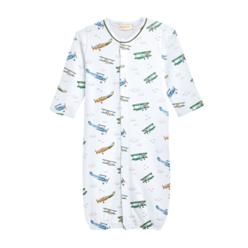 BABY CLUB CHIC airplanes printed conv. gown  w/piping