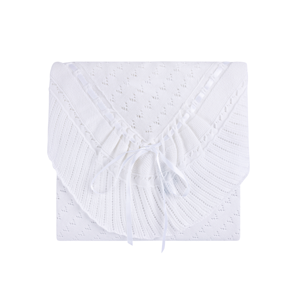 FELTMAN BROTHERS Pointelle Knit Ruffle Blanket