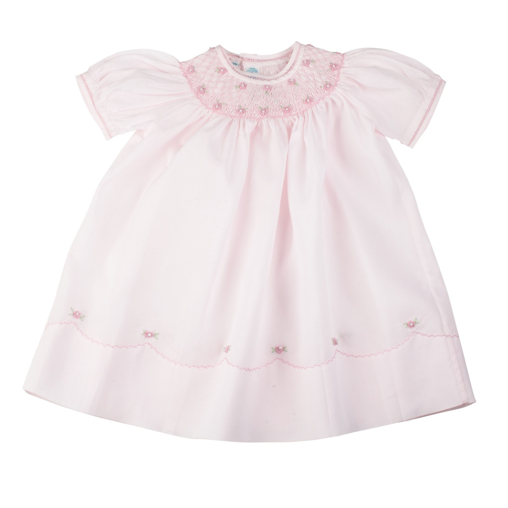 FELTMAN BROTHERS PEARL FLOWER BISHOP DRESS - PINK