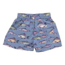 PINK CHICKEN boys swim trunk - bluestone multi fishies