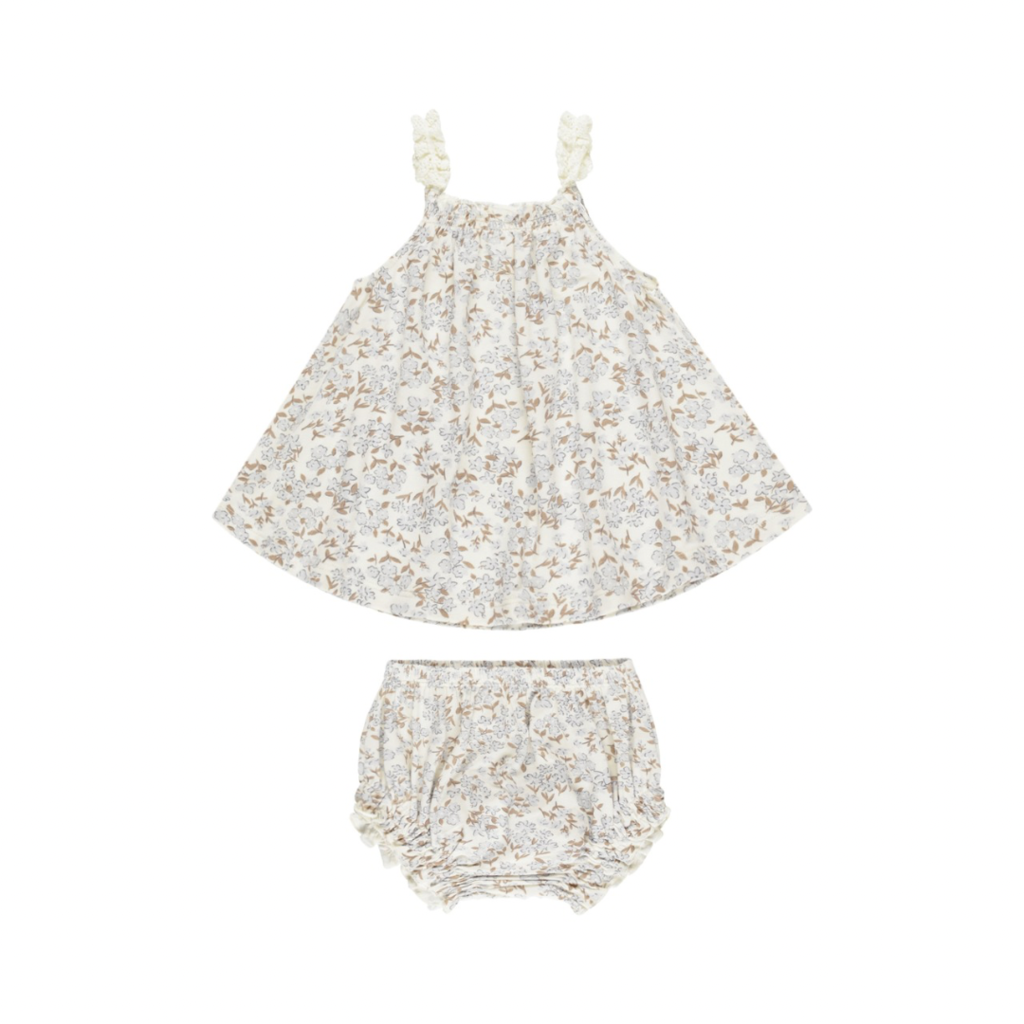 Rylee + Cru Inc. SWING TOP + BLOOMER SET || BLUE DITSY
