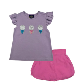 EMMA JEAN KIDS GOLF APPLIQUE A/S SHIRT W/KINSLEY PINK SKORTS