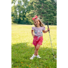 EMMA JEAN KIDS GOLF APPLIQUE A/S SHIRT W/KINSLEY PINK SKORTS