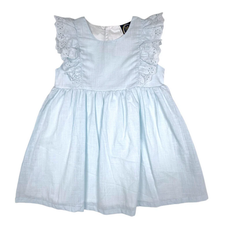 EMMA JEAN KIDS LIGHT BLUE LINEN DRESS W/LACE