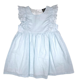 EMMA JEAN KIDS LIGHT BLUE LINEN DRESS W/LACE