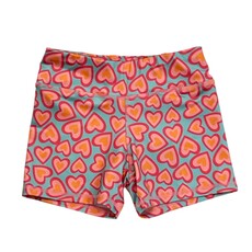 HONESTY CARTWHEEL SHORTS-TURQ/PINK HEARTS