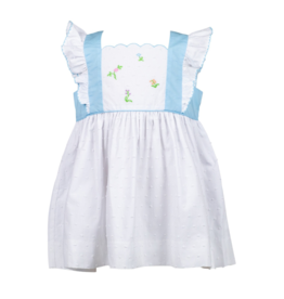 THE PROPER PEONY POSY WHITE SWISS PINAFORE