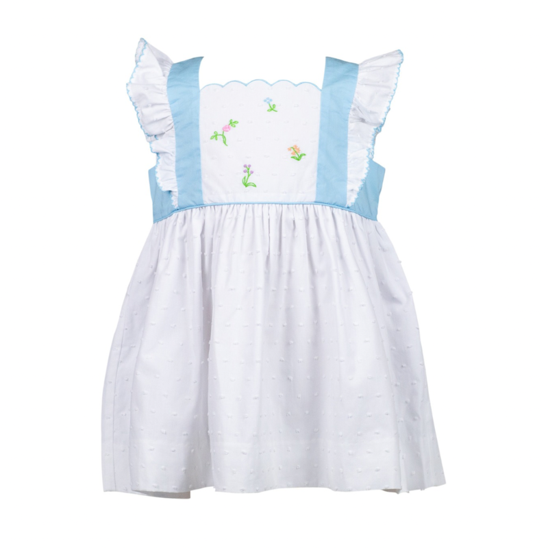 THE PROPER PEONY POSY WHITE SWISS PINAFORE