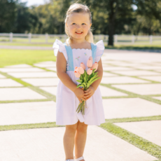 THE PROPER PEONY POSY WHITE SWISS PINAFORE