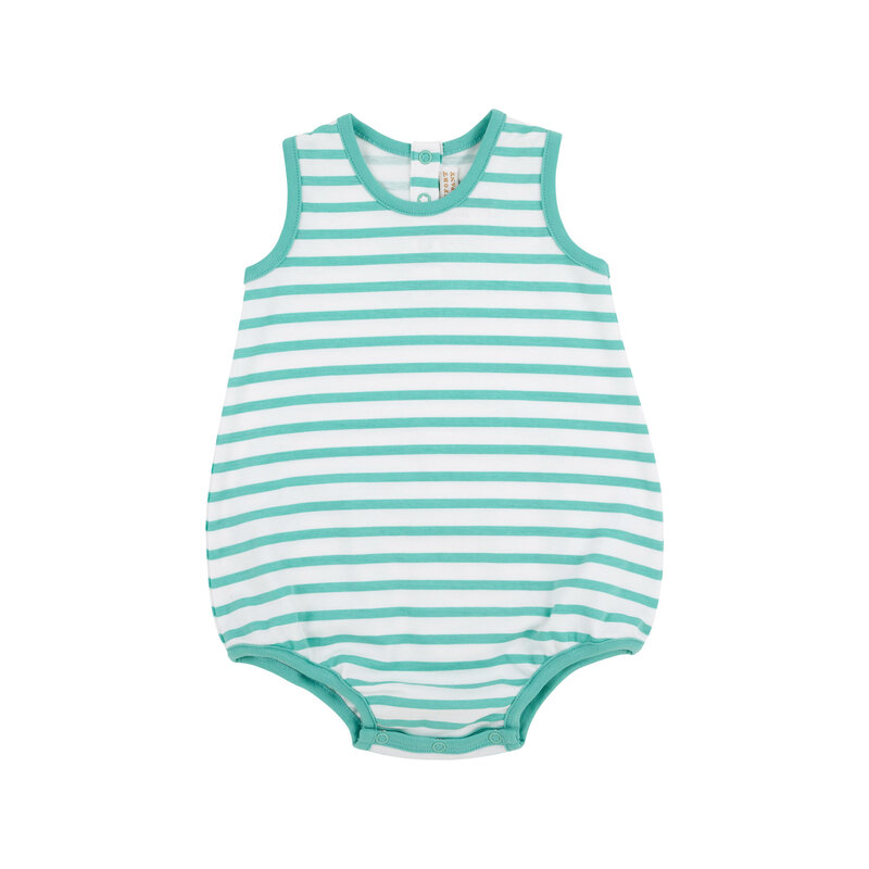 THE BEAUFORT BONNET COMPANY Patton Play Bubble - Turks Teal Stripe/Turks Teal