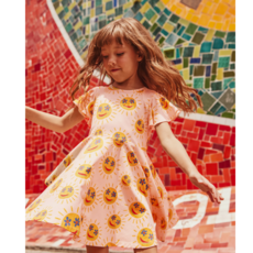 FLUTTER SLEEVE TWIRL DRESS