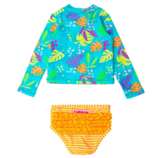 RuffleButts + RuggedButts Long Sleeve Zipper Rash Guard 2-Piece