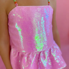 ELLIE AND MILA GIRLS PINK SEQUIN GEM DRESS