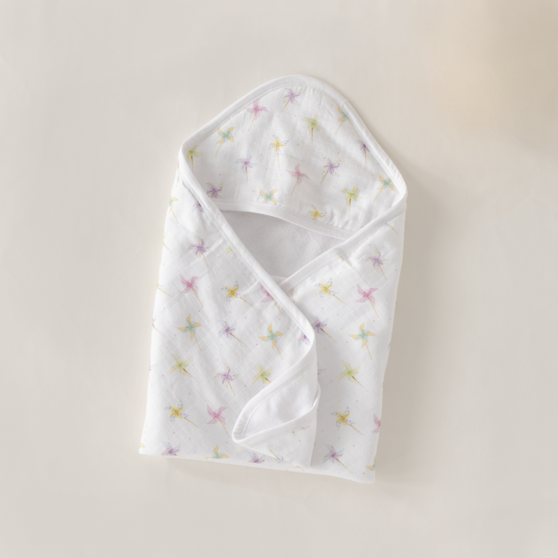 NOLA TAWK PINWHEEL PARTY MUSLIIN HOODED BABY TOWEL