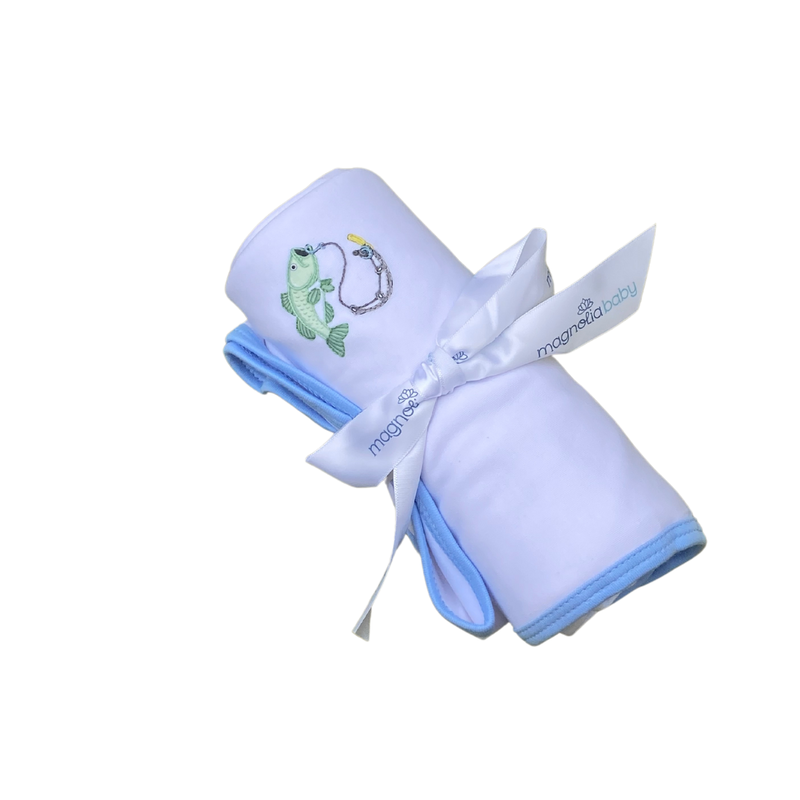 MAGNOLIA BABY HOOK, LINE AND SINKER EMB RECEIVING BLANKET