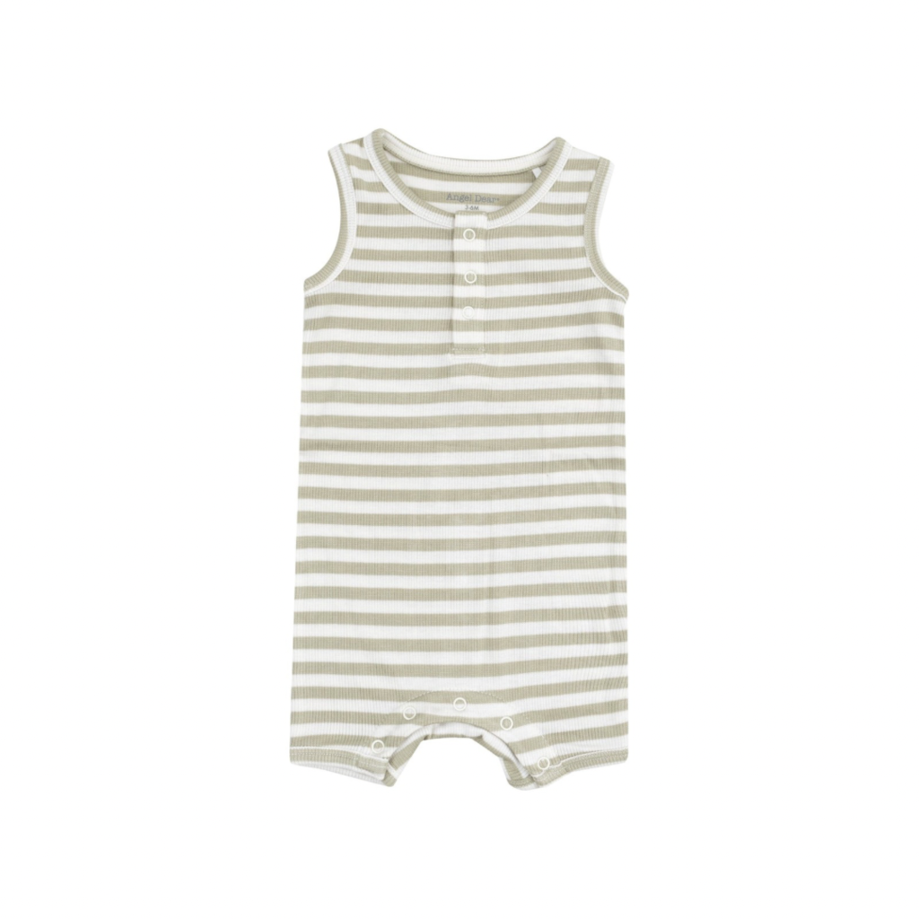 ANGEL DEAR Stripe Sage Sleeveless Shortie Romper