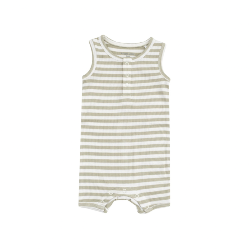 ANGEL DEAR Stripe Sage Sleeveless Shortie Romper