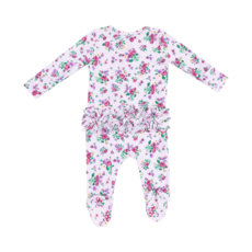 ANGEL DEAR Preppy Roses Ruffle Front Zipper Footie