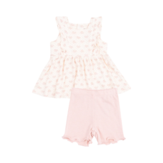 ANGEL DEAR Vintage Mini Bows Square Neck Ruffle Tank and Bike Short