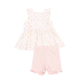 ANGEL DEAR Vintage Mini Bows Square Neck Ruffle Tank and Bike Short