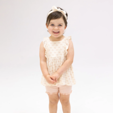ANGEL DEAR Vintage Mini Bows Square Neck Ruffle Tank and Bike Short