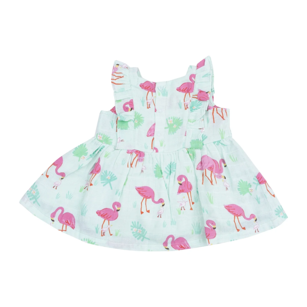 ANGEL DEAR Flamingos Square Neck Ruffle Tank and Short