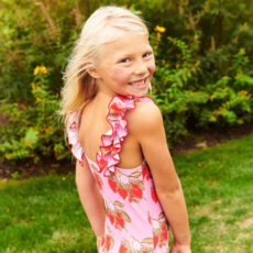 PINK CHICKEN girls via suit - pink wild strawberries