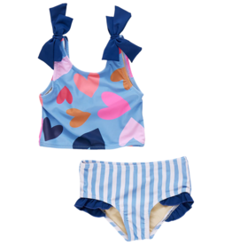 PINK CHICKEN girls shelly tankini - multi tossed hearts