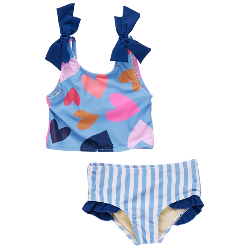 PINK CHICKEN girls shelly tankini - multi tossed hearts