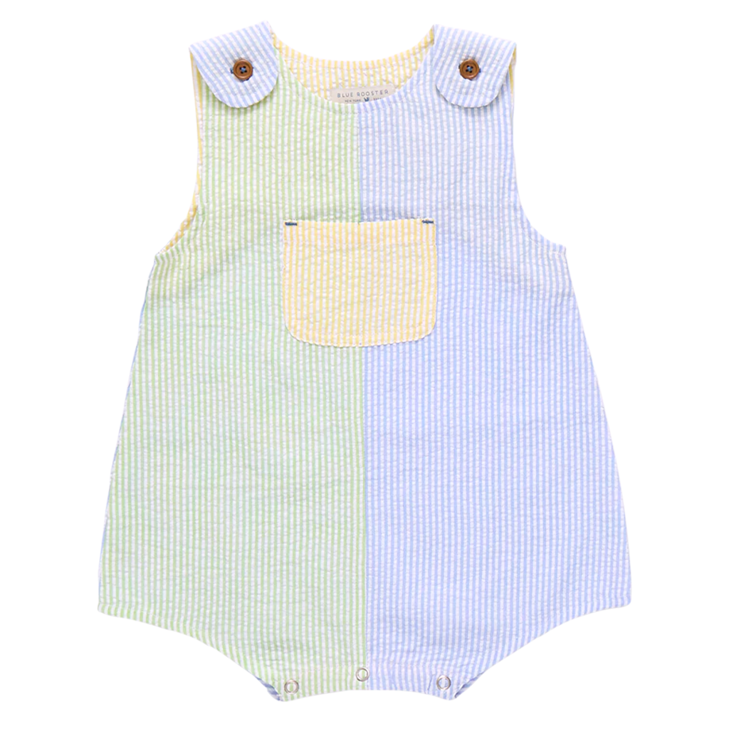 PINK CHICKEN baby boys noah jumper- color block seersucker
