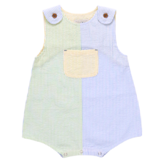 PINK CHICKEN baby boys noah jumper- color block seersucker