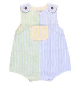 PINK CHICKEN baby boys noah jumper- color block seersucker