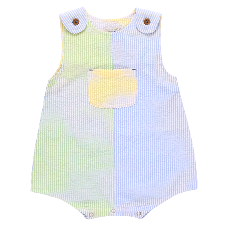 PINK CHICKEN baby boys noah jumper- color block seersucker
